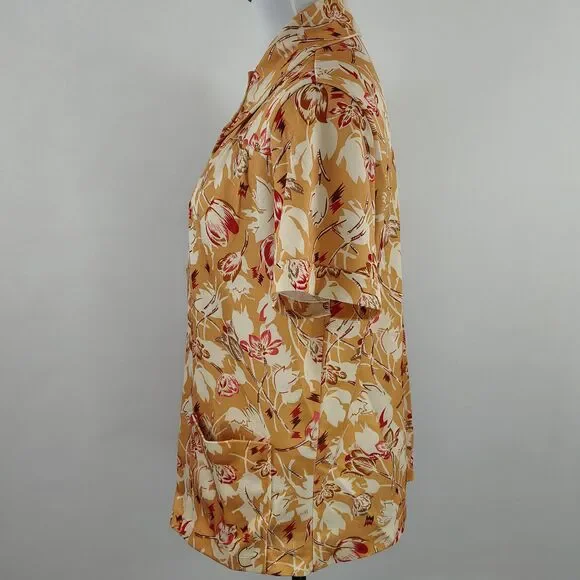 Vintage 70s No Brand Tag Yellow Floral Top Funky Groovy - Picture 6 of 9